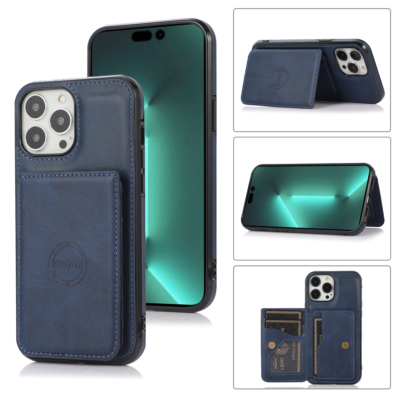 NAVY CARD CASE W/MAGNET IP 13